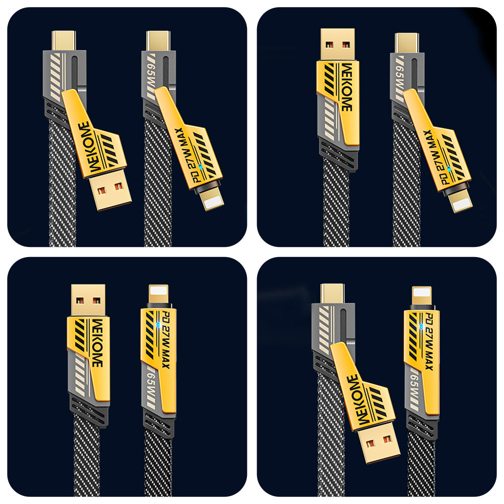 WEKOME WDC-25 4 in 1 1.2m Fast Phone Charger 65W Magnetic Charging Cable for Micro USB / Type C / IP Device WEKOME WDC-25 4 in 1 1.2m Fast Phone Charger 65W Magnetic Charging Cable for Micro USB / Type C / IP Device